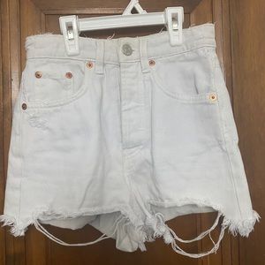 Zara high-waisted white jean shorts
